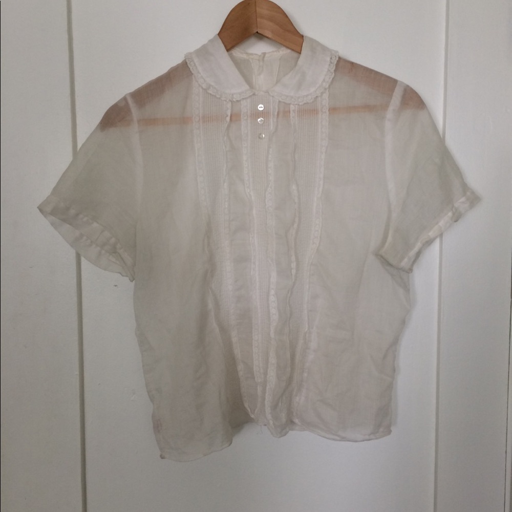 Sheer vintage button back top
